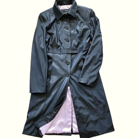 Vintage 90s y2k Vegan Leather Longline Jacket Size Small - Picture 1 of 8